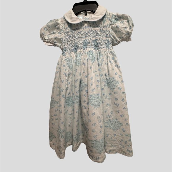 Julia amory Other - Julia Amory Smockingbird Dress Girls 6 Blue White Smocked Ruffle Floral
